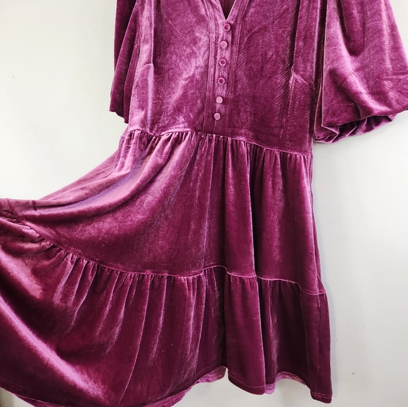 Karlie Velvet Puff Sleeve Dress - Picture 3 of 6
